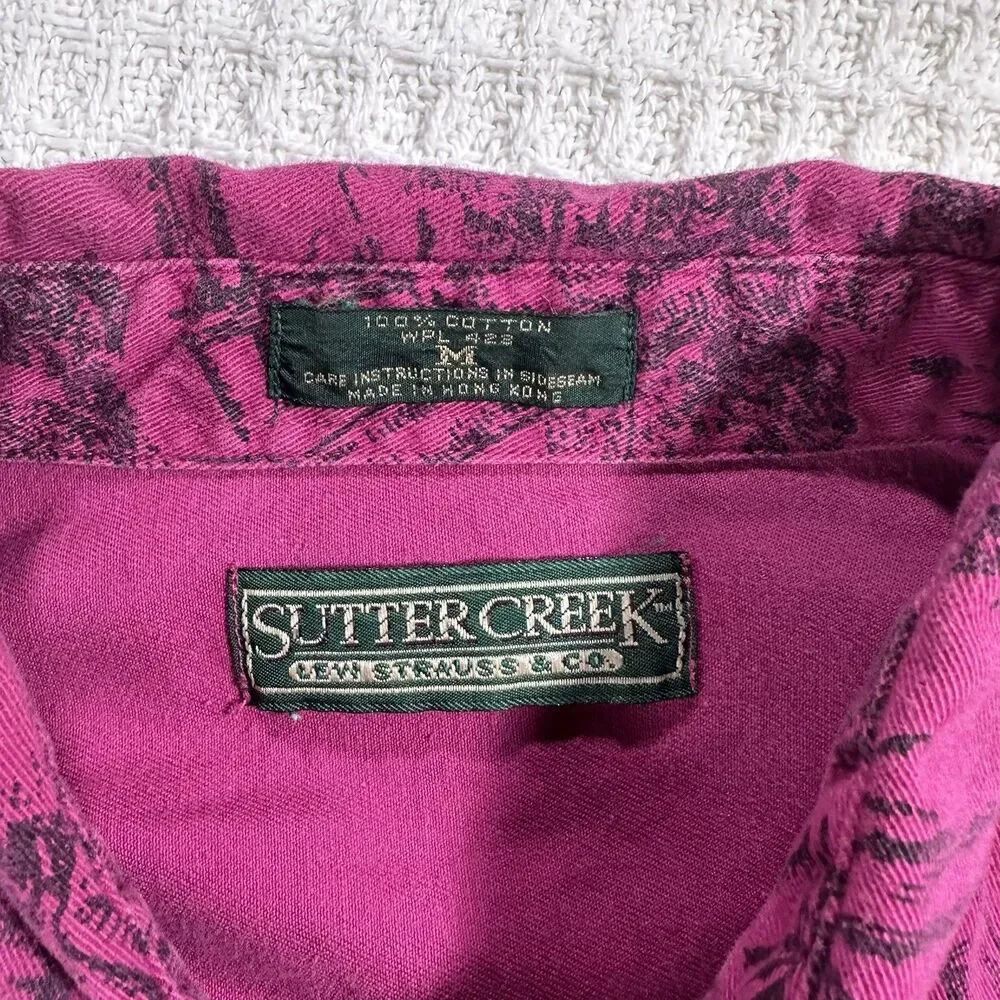 RARE Levi’s Sutter Creek M | 80s Magenta Forest | Hidden Placket + MOP‎ Buttons